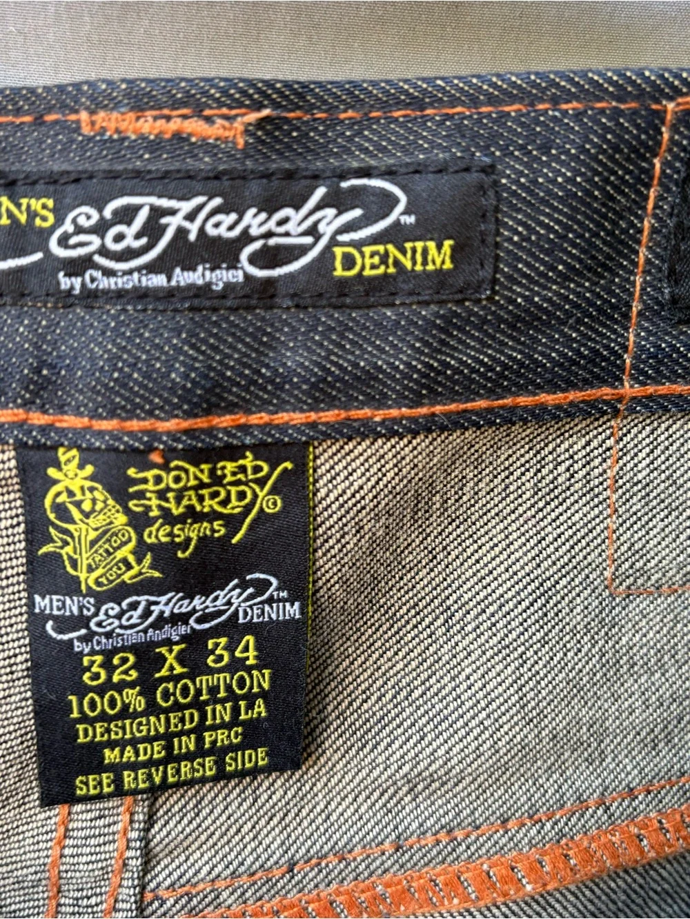 Ed Hardy Love kills Slowly Dark Wash Relaxed Jeans